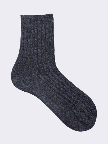 Damen-Kurzsocken Rippenmuster Lurex - Made in Italy